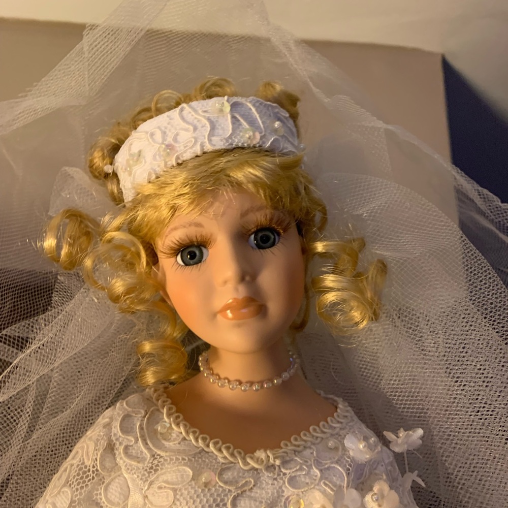 Collectible Porcelain Wedding Doll - Picture 4 of 14